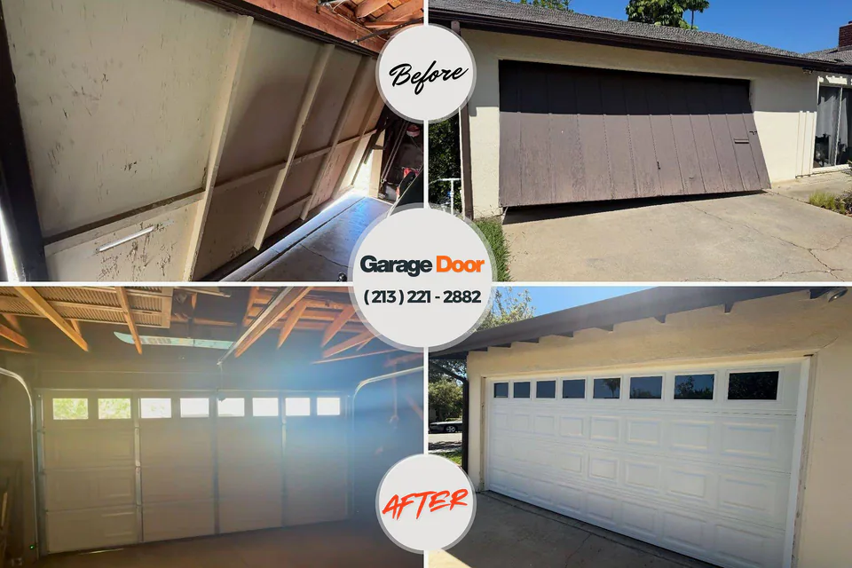 Before and after: garage door repair Sayre, PA